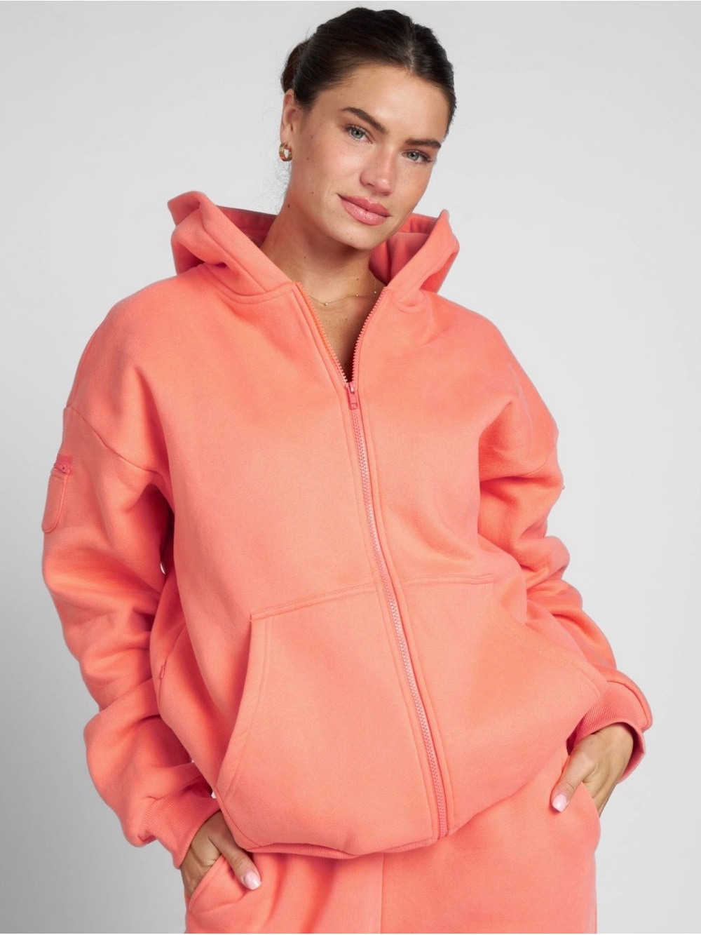 Women's comfrt Coral Travel essentials Zip-Up Hooded Sweatshirt